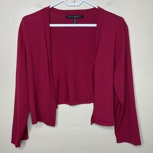 WHITE HOUSE BLACK MARKET Cropped Cardigan Sweater Red Wine Open Front 1X